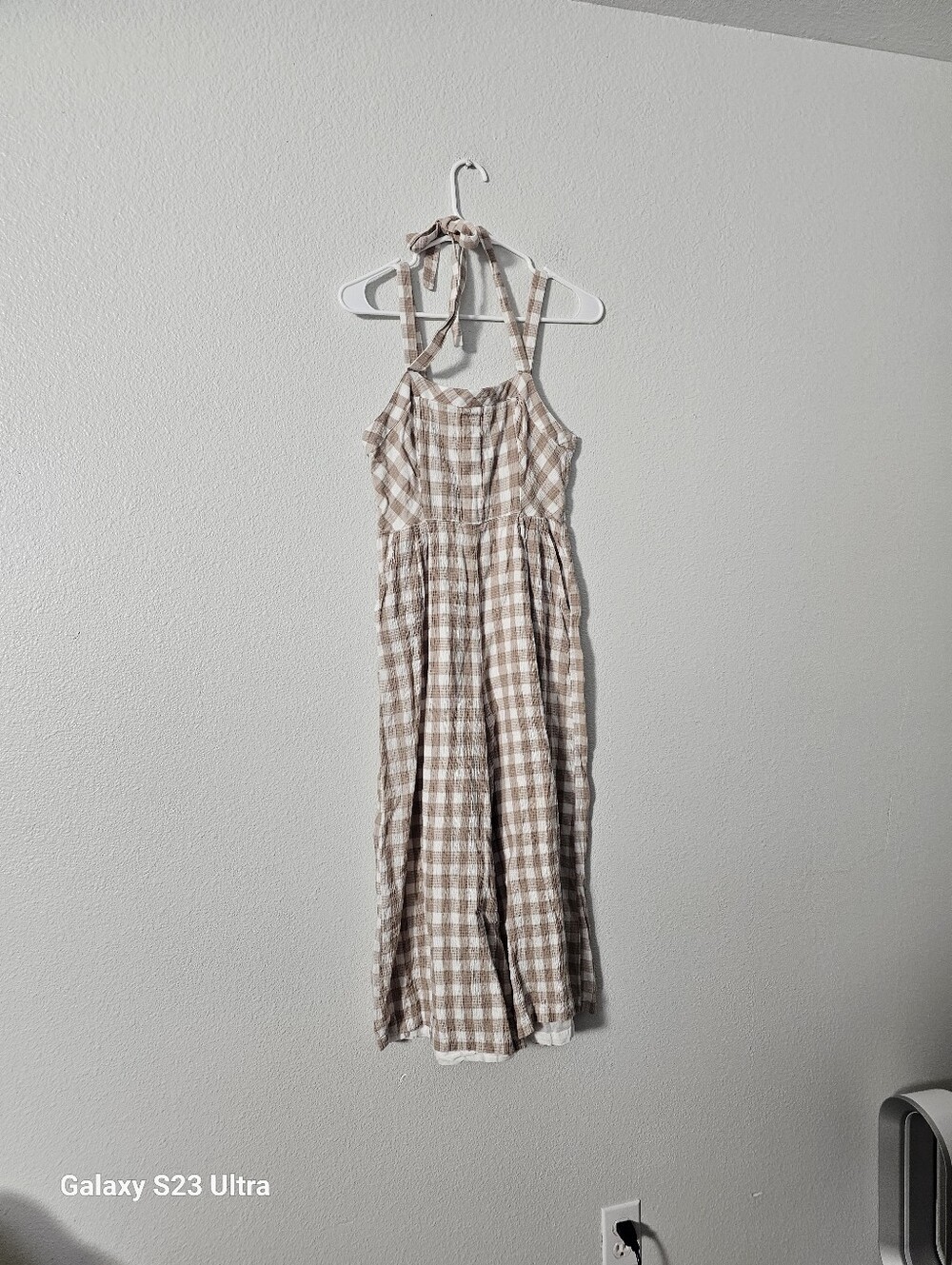 Free People Beige Plaid Jumpsuit Sz 4 - Picture 13 of 13